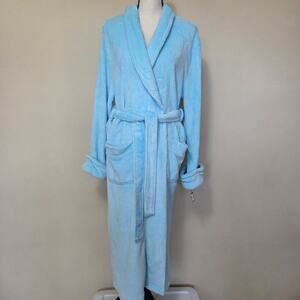 NWT Croft & Barrow M Plush Long Wrap Tie Long Sleeve Belted Robe Pockets